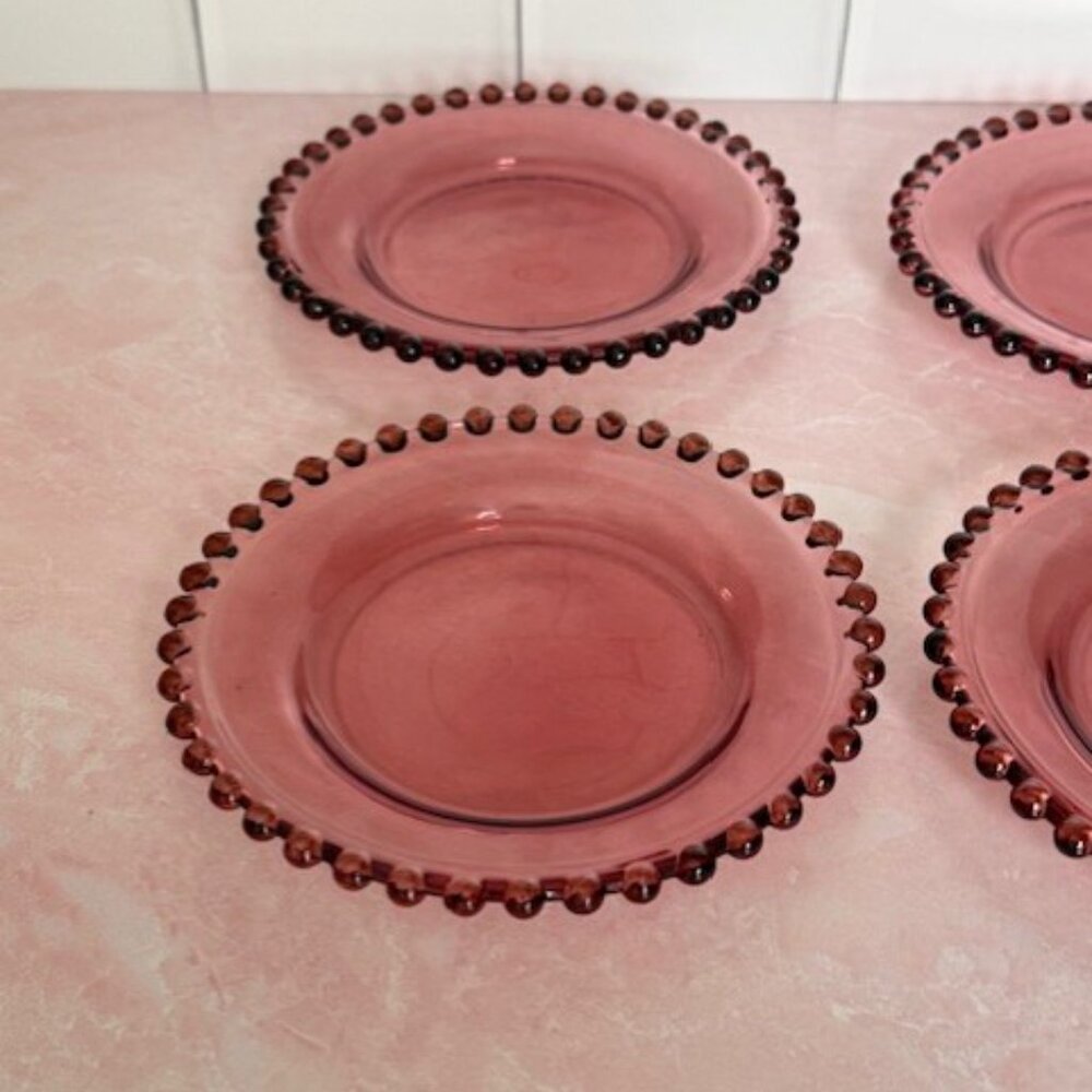 Threshold (4) Appetizer Plates, for entertaining, dessert plates, Pink Red Dots - Picture 4 of 8